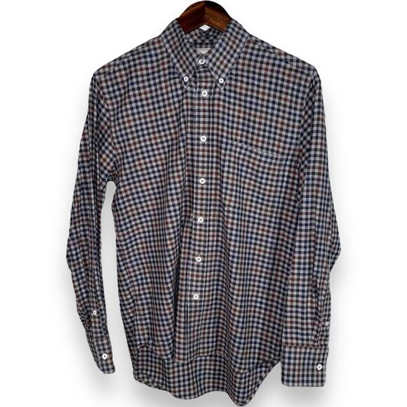 Billy Reid Gray Check Brushed Oxford Button Down Shirt Size S - Picture 1 of 8